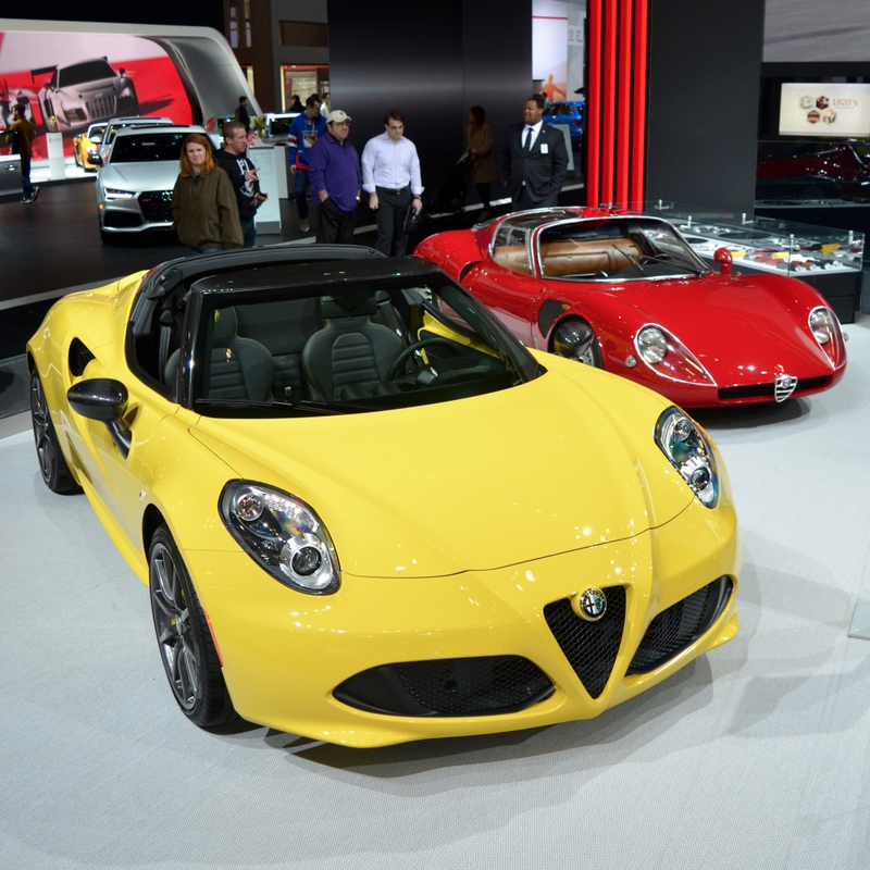 The 4C is a tiny car, but it looks like an elephant next to the diminutive 33 Stradale!